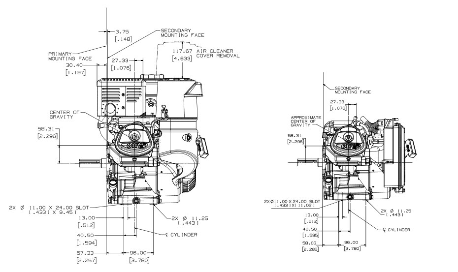 Kohler engine CH395 Dimensions
