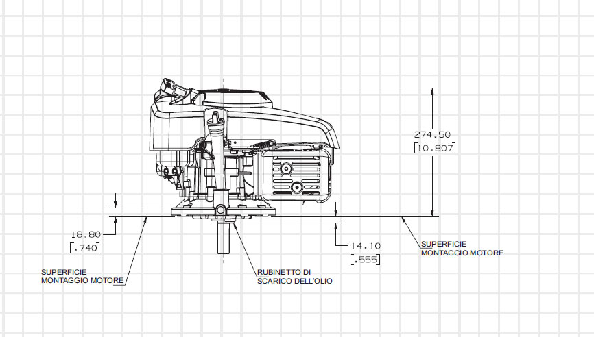 Dimensioni motore Kohler XT-6